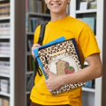 thumbnail image 3 of HELLHERO 1 pc Book Club Gifts Book Organizer Bag 11.42 x 8.66 Inch Polyester Fabric Book Sleeve Protector Carrying Book Case for Readers, Leopard-Strawberry, 3 of 5