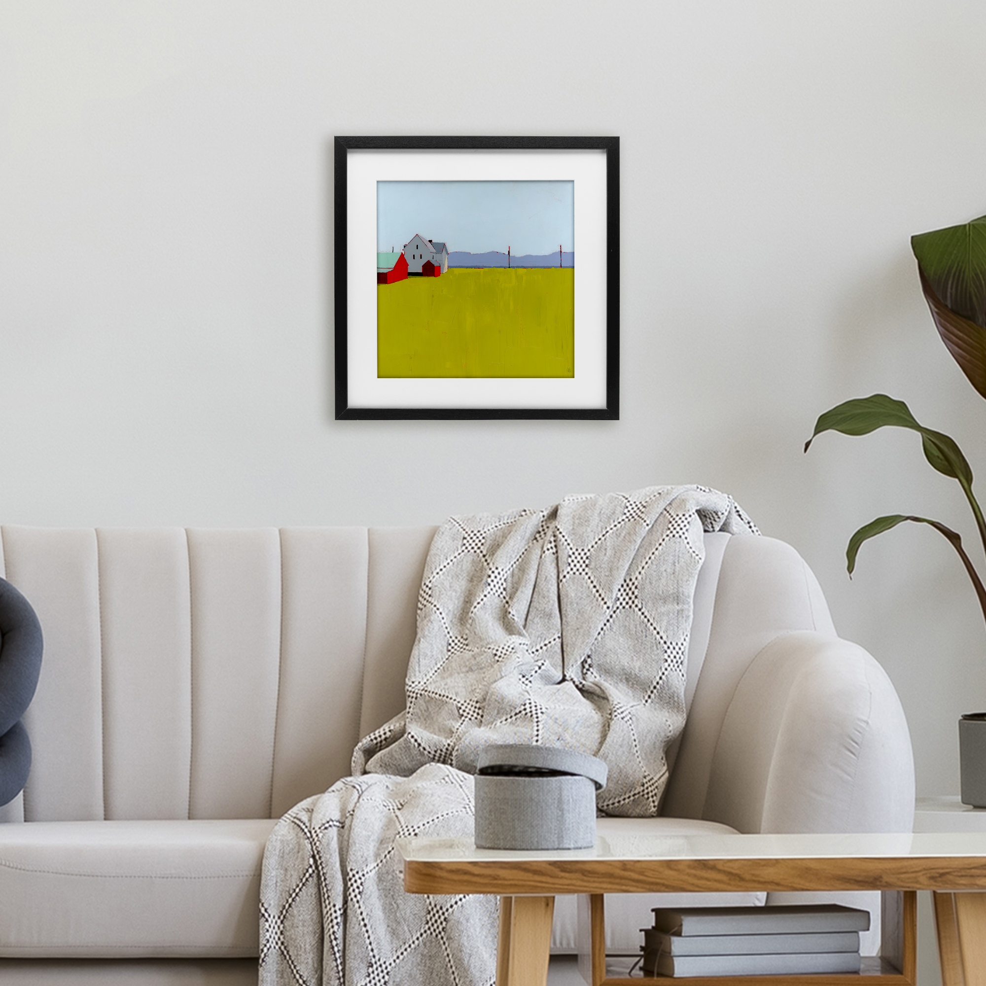 Farmhouse & Shed Landscape Black Framed Print Under Glass, design by Ruth LaGue