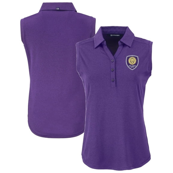 Women's Cutter & Buck  Heather Purple Orlando City SC Forge Eco Stretch Recycled Sleeveless Polo