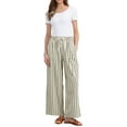thumbnail image 2 of Pantalones de rayas de tiro alto y pierna ancha de algodón sueltos para mujer INSPIRE CHIC en color beige, 2 of 6