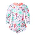 thumbnail image 1 of Infant Baby Girls One-piece Long Sleeves Floral Printed Back Zipper with Ruffled Swimsuit Swimwear Bathing Suit Rash Guard18-24M Gong Bohan LED, 1 of 2