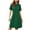 Green, variant on Casual Short Sleeve Round Neck Dress for Women with Lace Trim and Pleated Detail, Solid Black Color, Lightweight Polyester-Elastane Blend, Summer Wear