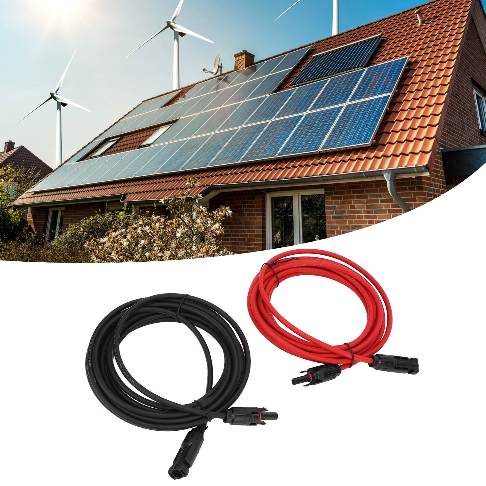 1 Pair 4m 4mm² 12AWG Solar Extension Cable with Female and Male Connectors for Photovoltaic Solar System