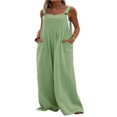 thumbnail image 1 of Wide Leg Overalls for Women Sleeveless Jumpsuits Suspender Overalls with Pockets, 1 of 6