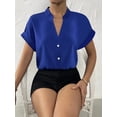 thumbnail image 3 of Summer simple V-neck ladies shirt fashion tops elegant temperament commuter women shirt, 3 of 5