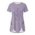 thumbnail image 4 of PVCS Womens Tops Clearance Under $5 Women's Casual Round Neck Casual Button Printed Short Sleeve Blouse Short Sleeve Round Neck Blouse/Shirt, 4 of 5