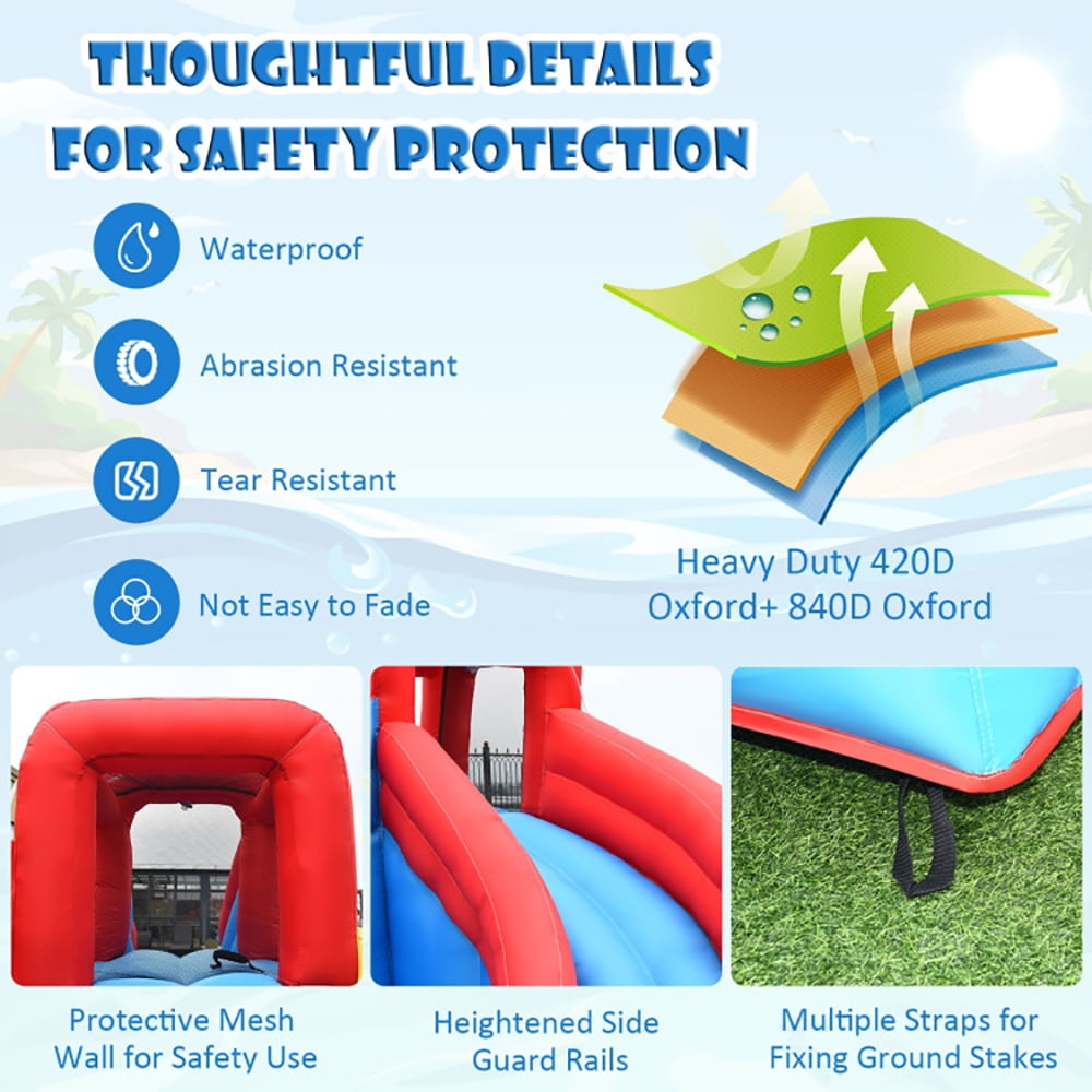 Aimee Lii Inflatable Bounce House Water Dual Slide without Blower, Playhouse for Kids Outdoor