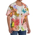 thumbnail image 2 of Uemuo Flowers And Birds Watercolor Pattern Cotton Linen Short Sleeve Shirts,Casual Lightweight Button Down Shirts,Vacation Beach Summer Tops-4X-Large, 2 of 7