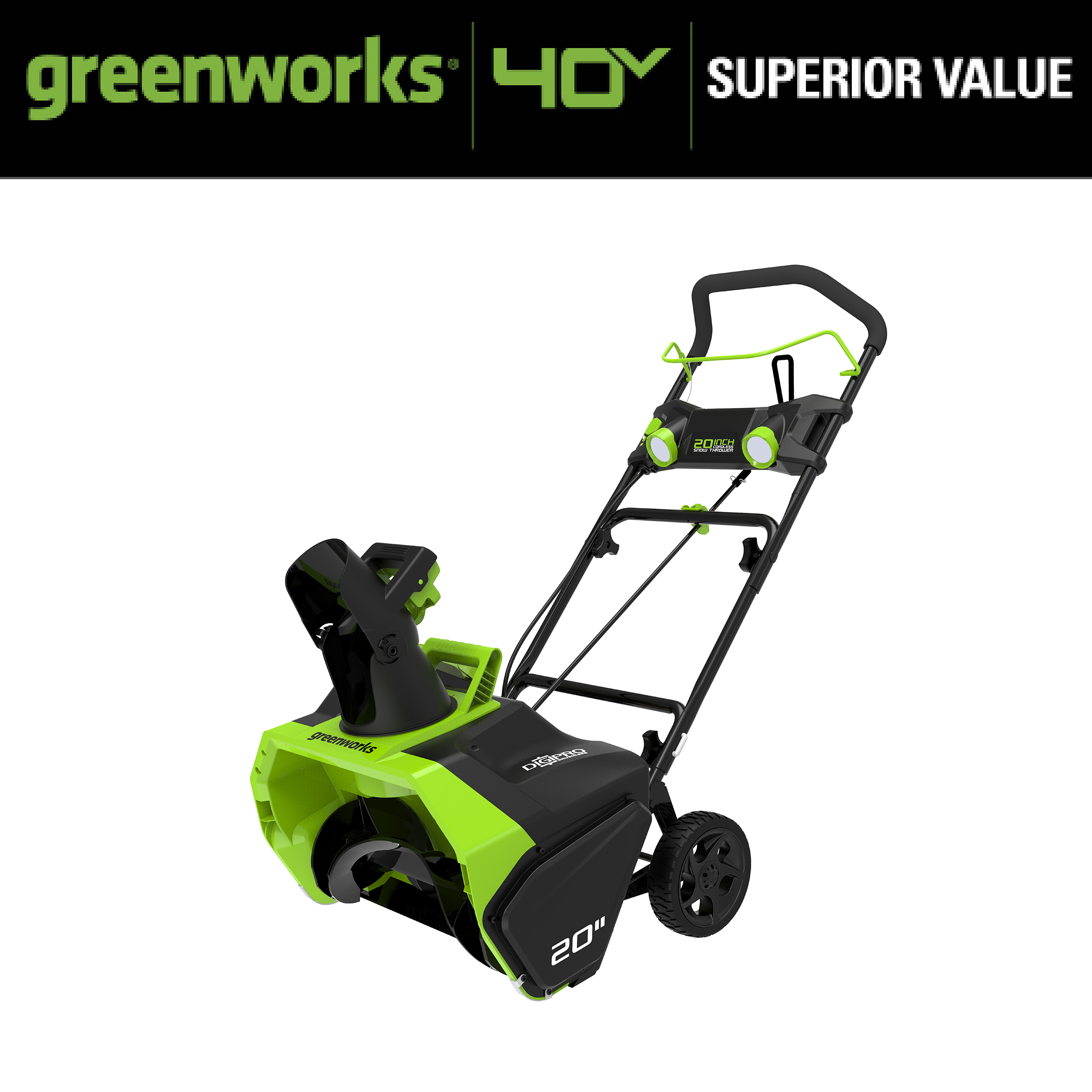 Greenworks 40V 20-inch Cordless Brushless Snow Blower with 4.0 Ah Battery and Charger, 26272 - image 3 of 9