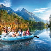 INTEX 66325EP Excursion 5 Inflatable Boat Set w/Oars, Pump, Adjustable Seats & Rod Holders