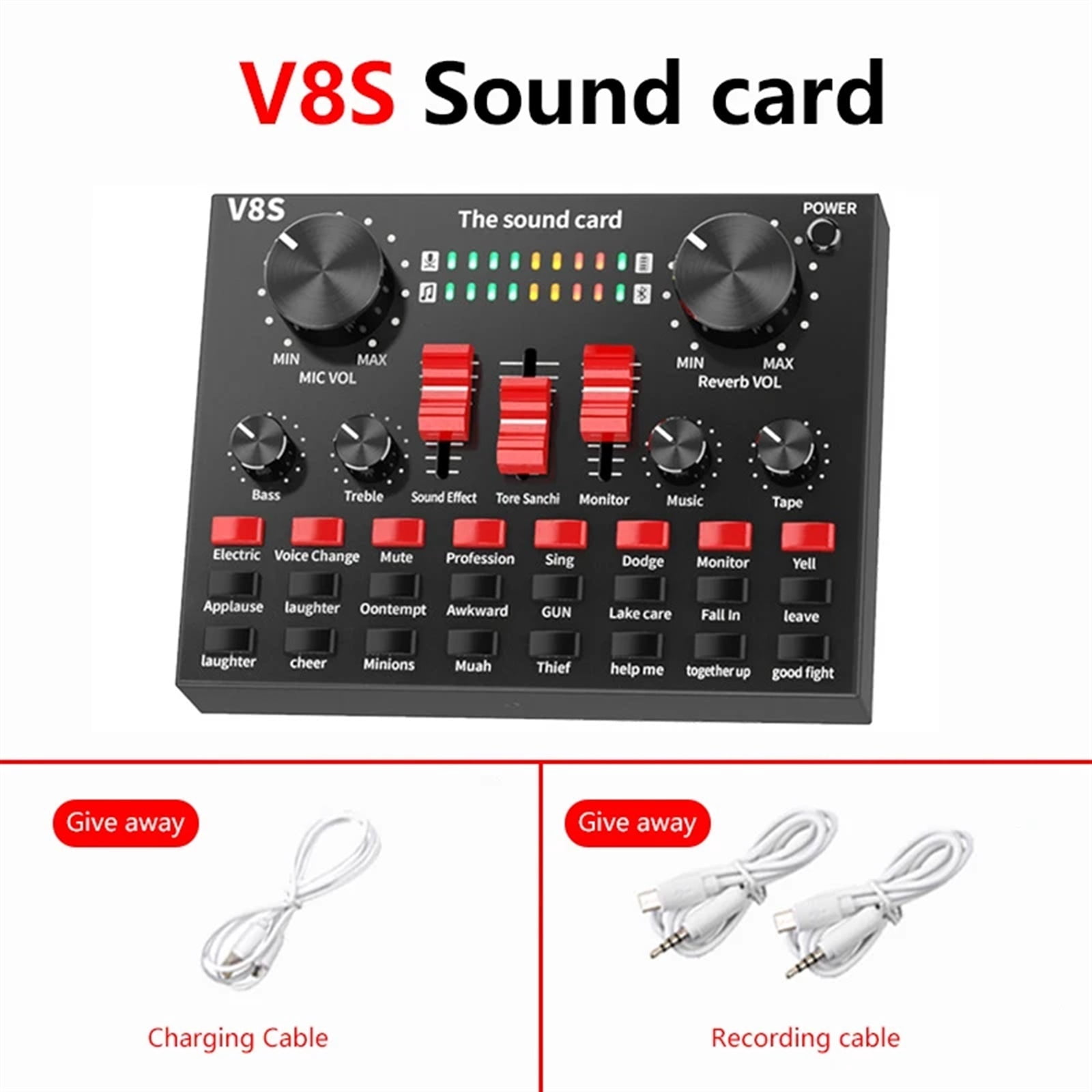 Clear External Sound Card V8s Mobile Phone Microphone Sound Card Sound Card For Mobile Computer Aud-io Interface ,Easy to Operate