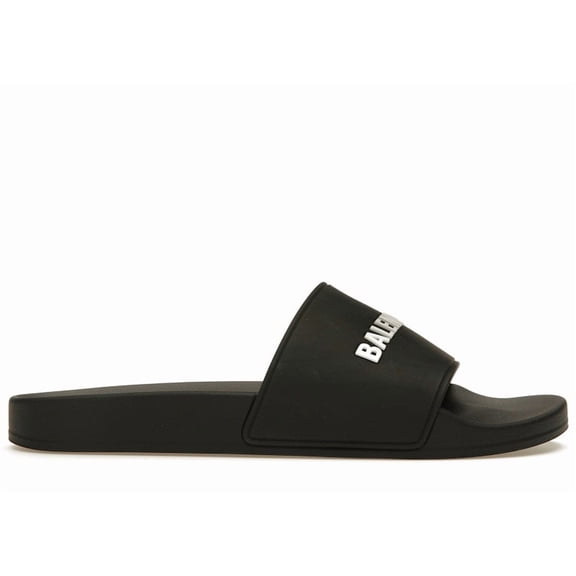 Balenciaga Men's Pool Slide Black White Sandals, from StockX