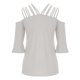 thumbnail image 5 of Womens Spaghetti Straps Cold Shoulder Shirts Casual Half Sleeve Tops, Gray, 4XL, 5 of 5