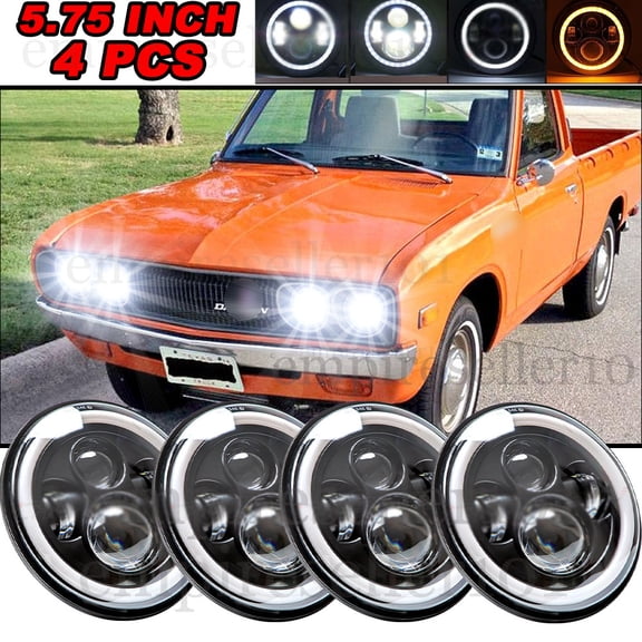 4PCS For Datsun 620 Pickup 1972-1974 DOT 5-3/4 5.75" inch LED Headlights With DRL