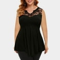 thumbnail image 2 of Women's Plus Size Sleeveless Tank Top Floral Lace V Neck Blouse Fashion Asymmetric Ruffle Peplum Tunic Shirts, 2 of 5