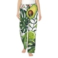 thumbnail image 2 of Goofa Watercolor Green Tropical Printed Soft Pajama Pants for Women, Wide Leg Comfy Casual Lounge Yoga Pants-Small, 2 of 9