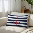 thumbnail image 3 of Navy Blue Striped King Size Pillow Cover,Pillowcase Protectors with Zipper,Breathable Decorative Throw Pillow Case Cover,Red Beach Nautical Anchor Ocean Coastal Pillow Shams for Couch Sofa 20x36Inch, 3 of 8