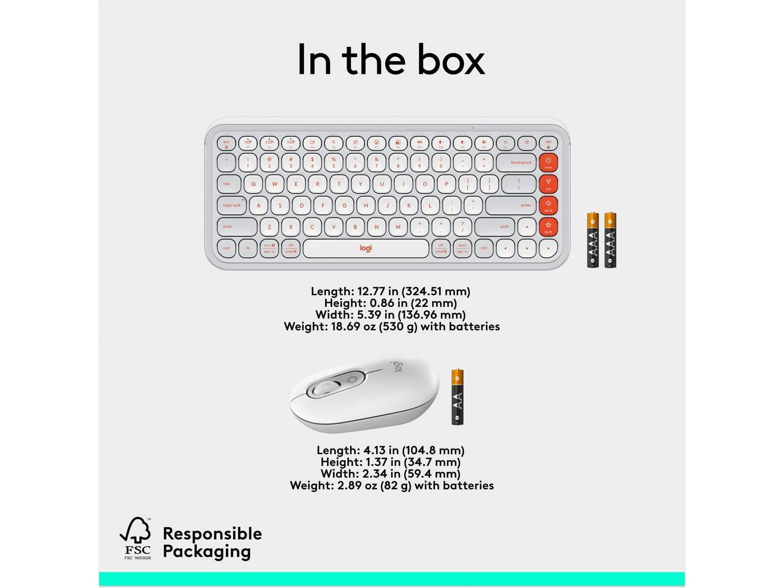 Logitech POP ICON Combo, Bluetooth Keyboard and Mouse Combo, Comfortable Typing, programmable Keys and Buttons, Off-White
