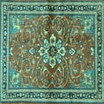 thumbnail image 1 of Ahgly Company Machine Washable Indoor Square Persian Turquoise Blue Traditional Area Rugs, 3' Square, 1 of 4