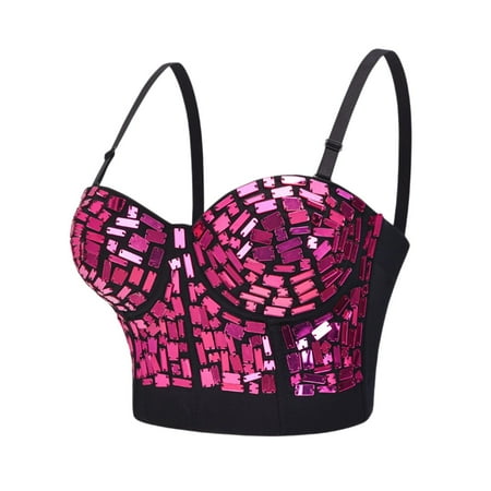 

fvwitlyh Bras for Women Sports Bra Women Bras Stage Performance Clothes Glasses Bras Small Suspenders Vests Nightclub Parties Bra with Back Support