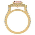 thumbnail image 3 of Cushion Cut Pink Morganite Double Halo Diamond Rings 14K Gold 3.0 CT TW (G,SI), 3 of 5