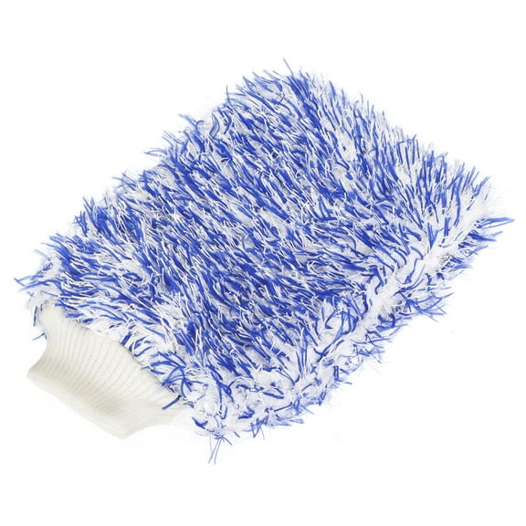 Uxcell Blend Washable Scratch Free Dusting Gloves Microfiber Wash Mitt, Blue White