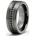 thumbnail image 2 of Metal Masters Mens Tungsten Wedding Band Eternity Ring Gunmetal Cubic Zirconia Comfort-Fit 8mm, 2 of 6