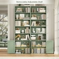 thumbnail image 4 of Hiphuta 81.5" Tall Bookcase with Doors, 5-Tier Bookshelves with Storage, 23.6"W Display Shelf with 2 Doors for Home Office, Living Room, Green, 4 of 7