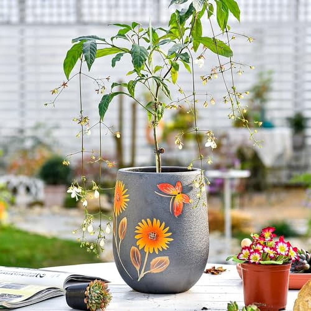 Sungmor 10.6 Inch Ceramic Succulent Plant Pot with Drainage Hole, Hand Painted Flower Pots for Plants, Unique Texture Decorative Planter for Indoor and Outdoor, Pottery Vase for Home Office Decor