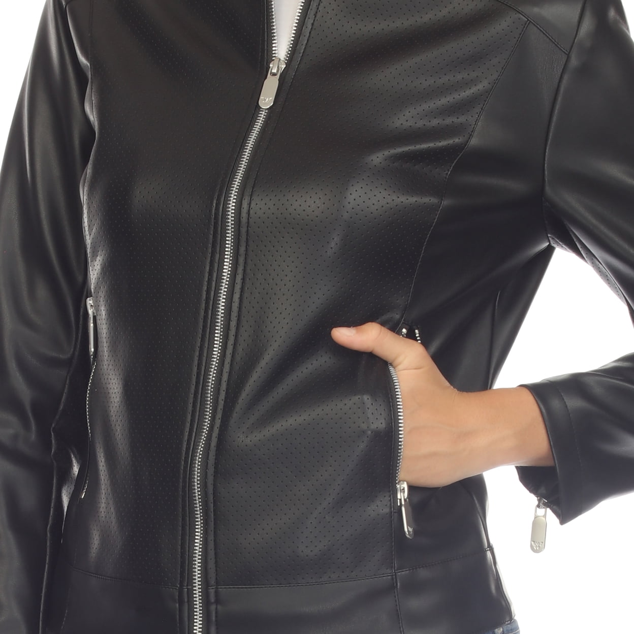 White Mark Womens Classic Biker Faux Leather Jacket Sizes Available Sustainable