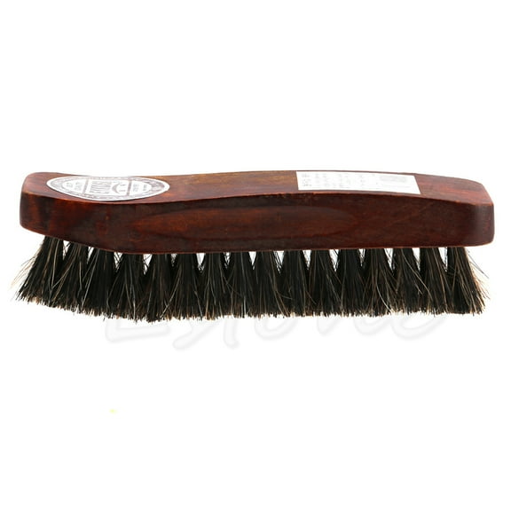 JUNTEX 1pc Professional Wooden Handle Horse Hair Bristle Boot Shoes Shine Buffing Brush
