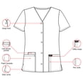 thumbnail image 6 of HeedFit Women’s Snap Front Scrub Top, V-Neck, 3 Pockets, Short Sleeve, m, Hot Pink, 6 of 7