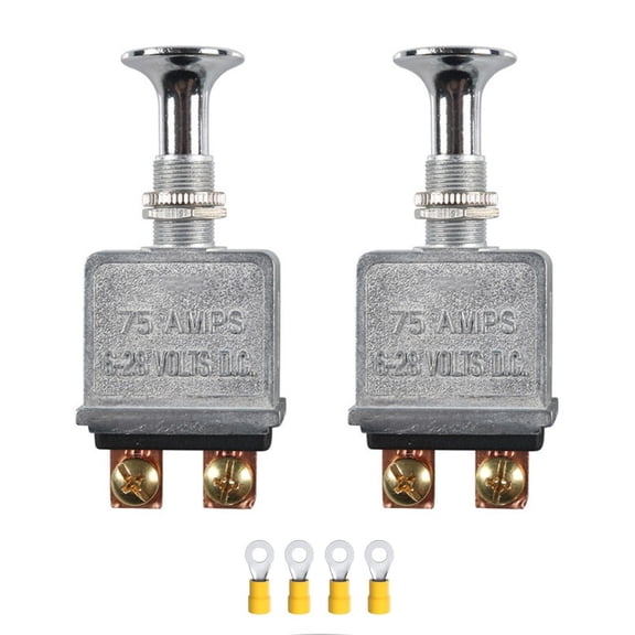 2Pcs Push Pull Switch Heavy Duty 75 Amp Pull Switch 6-28V Dc 2 Position Spst