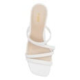 thumbnail image 3 of YDN Women's Strappy Square Open Toe Slide Sandals Slip On Block Mid Heels Mules Slippers Daily Dressy Party Shoes Size 5 White, 3 of 4