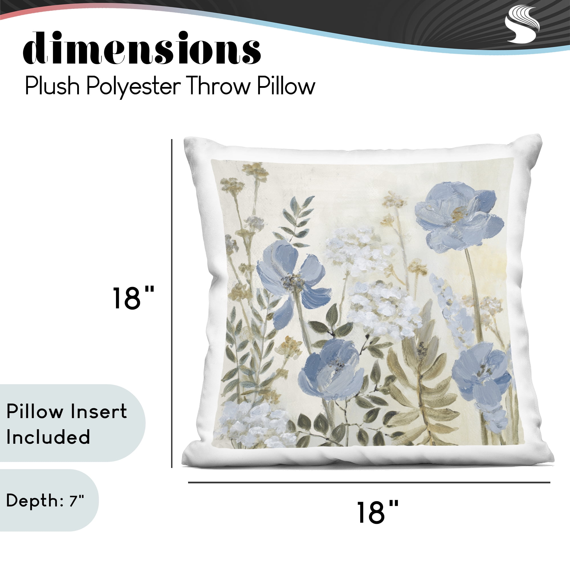 Stupell Industries Blue Floral Meadow Decorative Printed Throw Pillow, design by Lanie Loreth
