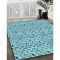 thumbnail image 3 of Ahgly Company Tapis Rond Lavable en Machine Intérieur Transitionnel Bleu Glacier, 7 Pieds Rond, 3 of 7