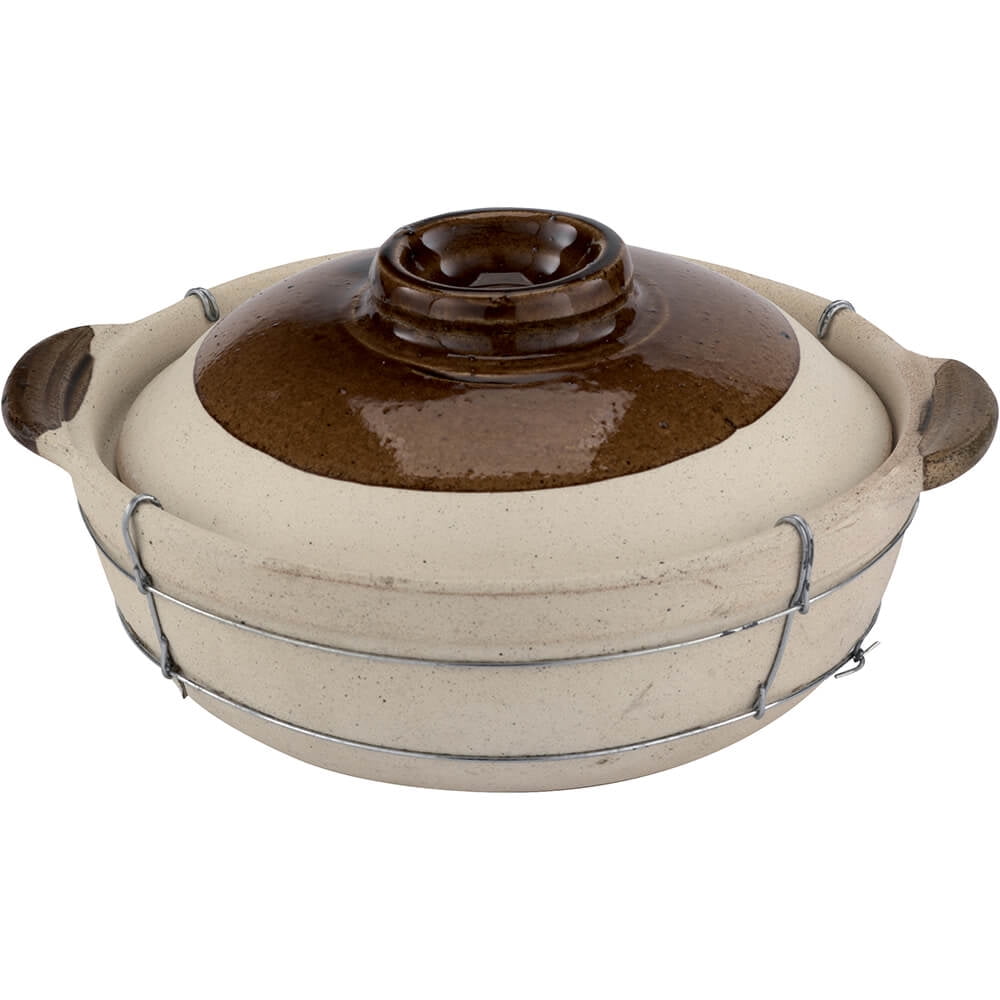 World Cuisine Earthenware 3 Qt. Dual-handled Clay Pot for Cooking, 11