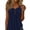 Navy, variant on Staron Spring Summer Casual Button Up Shirt for Women Round Neck 3/4 Sleeve Solid Color Basic Top, Blue XXL