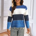 thumbnail image 4 of Casual Pullover Sweater for Women Striped Sweater Long Sleeve Color Block Sweater Jumper, 4 of 4