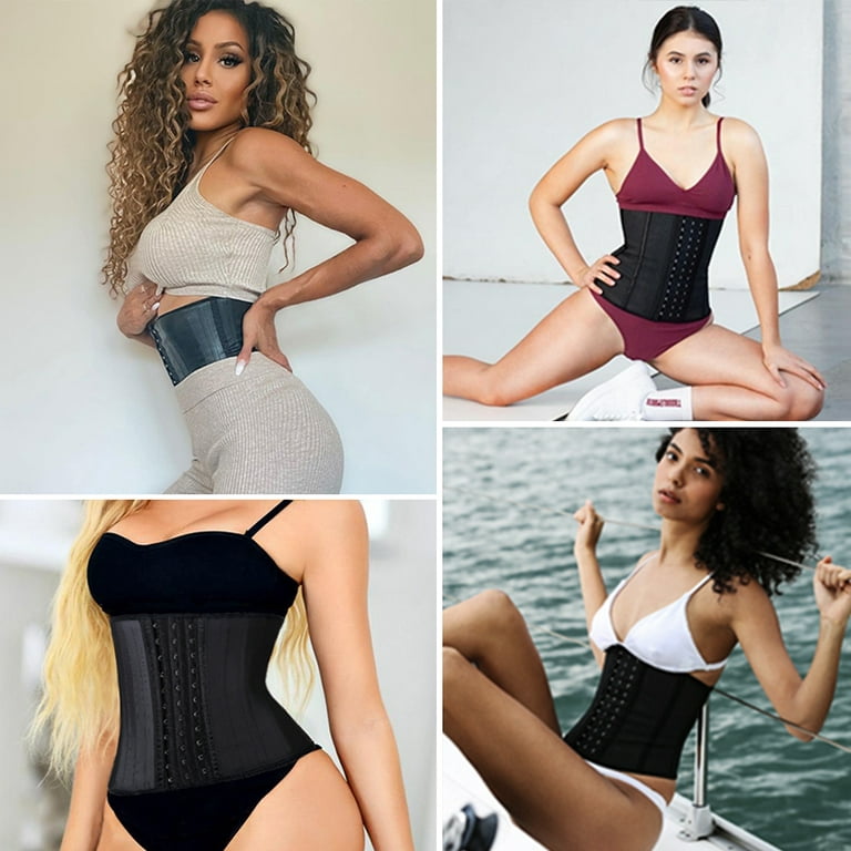YIANNA Women's Underbust Breathable Short Torso Latex Waist Trainer Corset  for Tummy Control Sports Workout Hourglass Body Shaper Black-M 