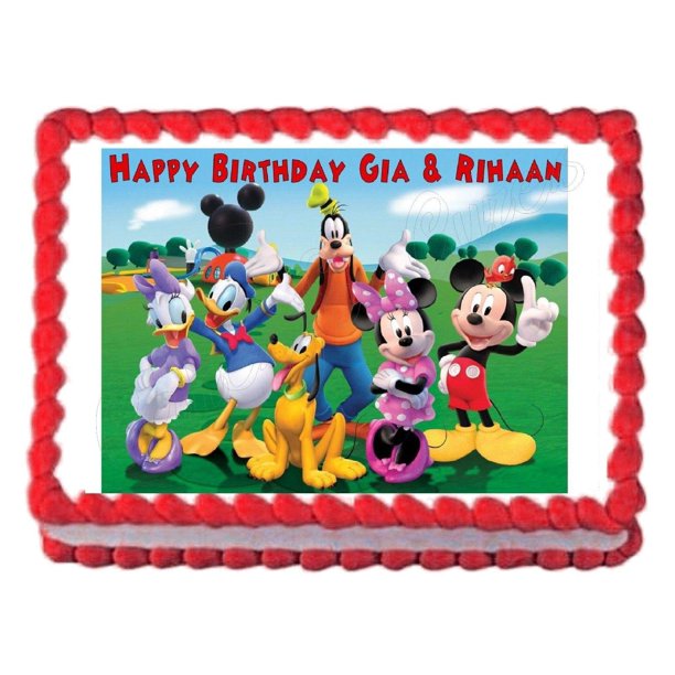 Mickey Mouse Clubhouse Edible Cake Topper Sugar 1 4 Sheet Cake Decoration Image Walmart Com Walmart Com