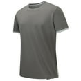 thumbnail image 2 of ZCFZJW Men's Quick Dry Moisture Wicking Active Athletic Performance Crew T-Shirt Solid Color Summer Short Sleeve Lapel Casual Slim Stretch Sports Tshirt Tops Gray XL, 2 of 4