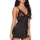 thumbnail image 4 of Ropa de dormir de encaje Lencería para mujer Conjunto de ropa interior de camisón con correa para niña, Negro, L Vogacara XX000068-18, 4 of 7
