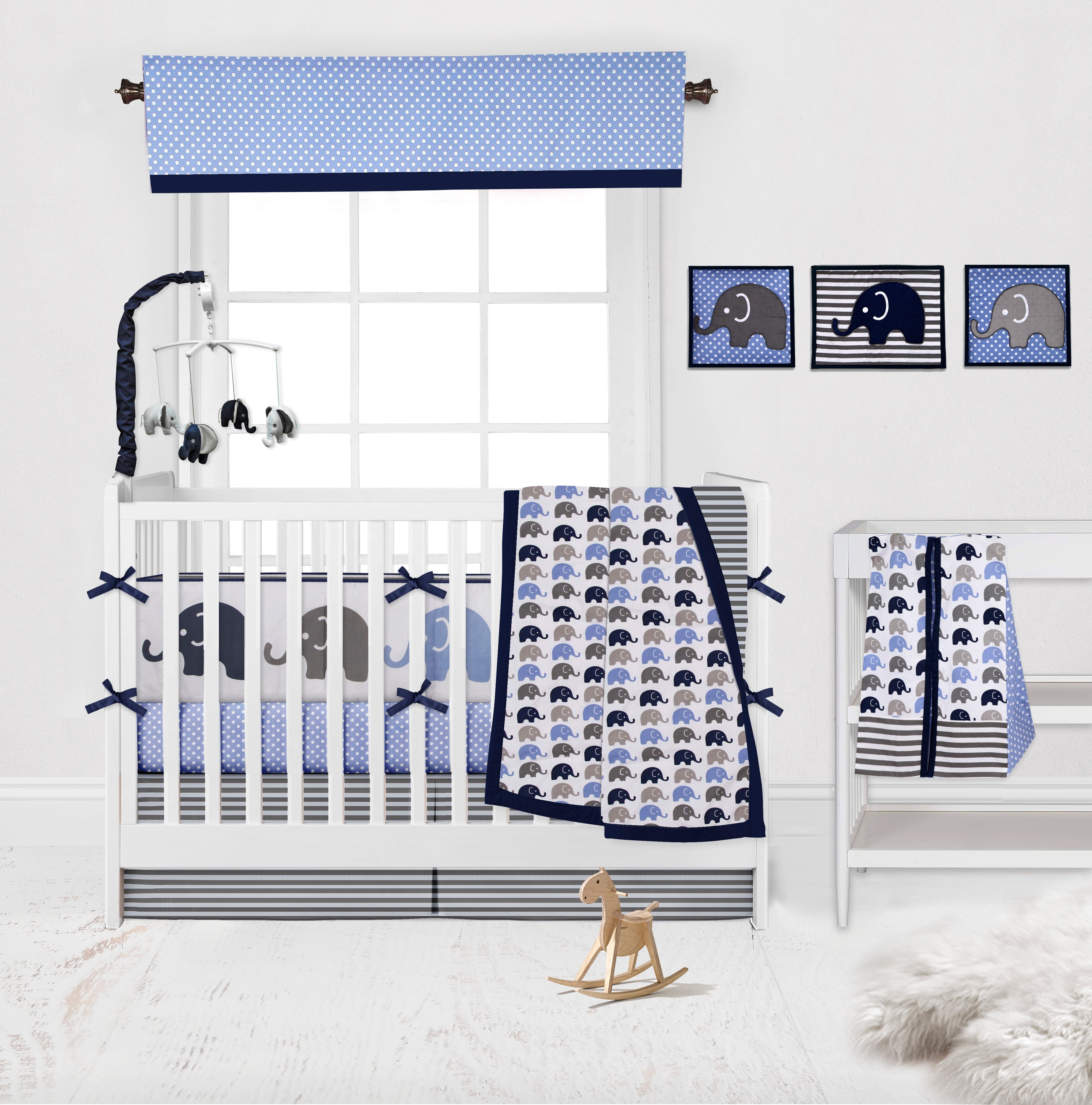 Bacati - Bacati - Elephants Blue/GreyElephants Blue/Grey Musical Baby Crib Mobile