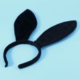 thumbnail image 2 of FELTECHELECTR Diadema con orejas de conejo de peluche esponjosas, tocado para Navidad, Pascua, disfraz, fiesta de cosplay (negro y rosa), 2 of 6