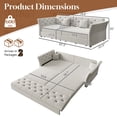 thumbnail image 4 of FFH Sofa Bed Queen Pull Out, 74.4" Convertible Sleeper Sofa with Flower Tufted Design, Velvet Couch for Living Room, Gray, 4 of 14