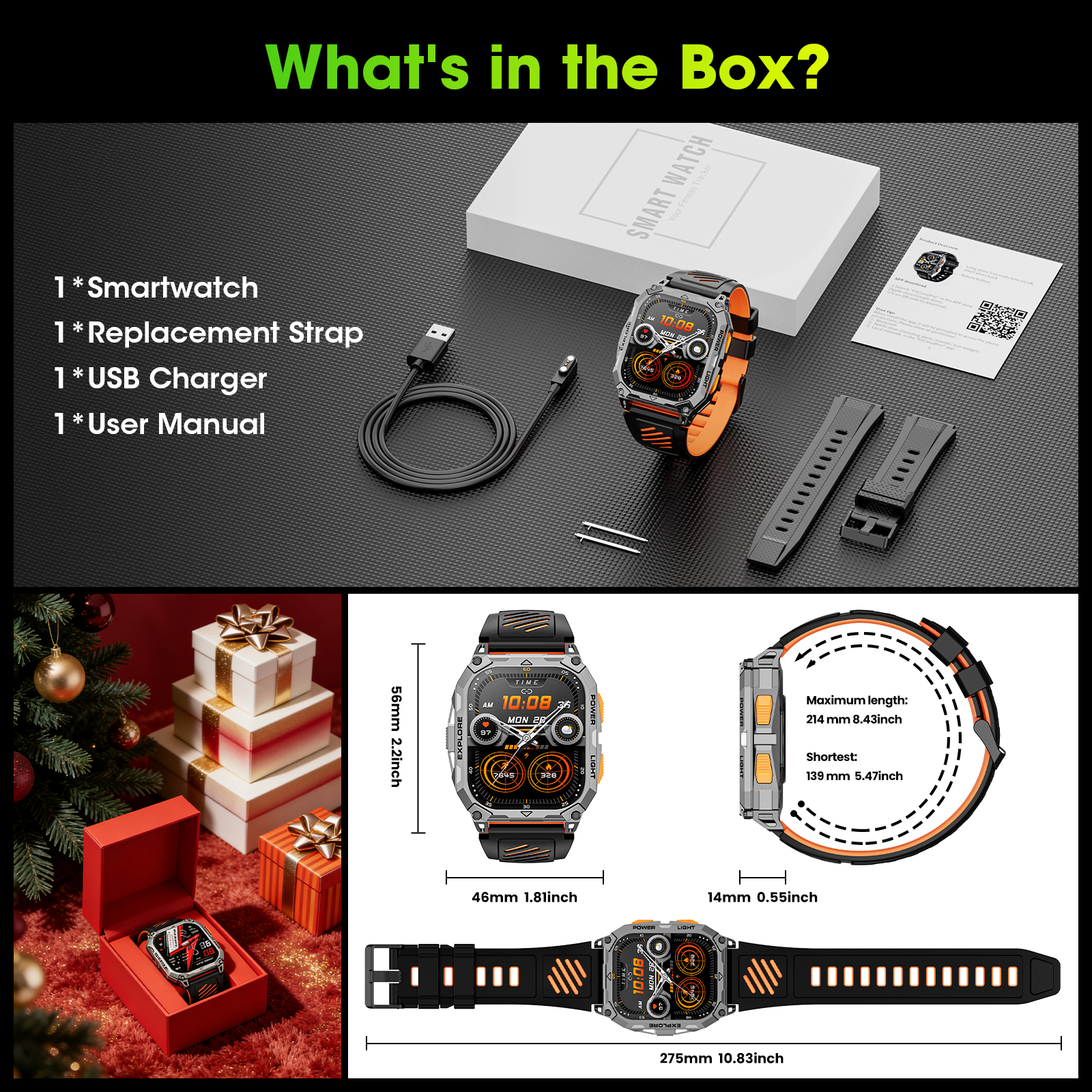 Haulvean Military Smart Watch, 2.01 Inch Display, 1000mAh Battery photo 7