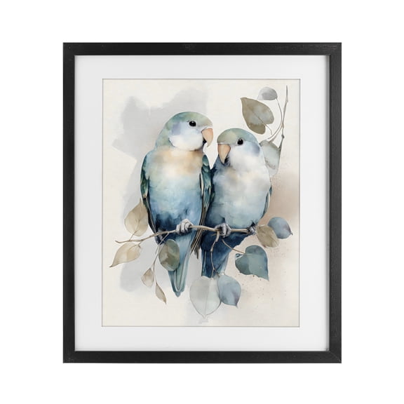 Stupell Industries Modern Blue Bird Lovers Black Framed Print Under Glass, 13 x 16, by Franklyn Gregory
