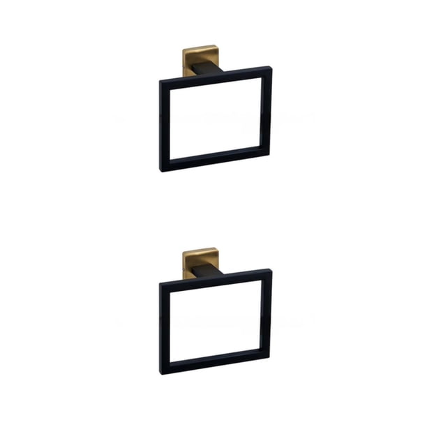Juego de herrajes para baño Yuarrent Sin perforación Toallero Barra Soporte de papel Gancho Estante Anillo Oro negro 2Conjunto