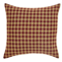 Burgundy Check Primitive 16"x16" Pillow Red Cotton Square Home Decor
